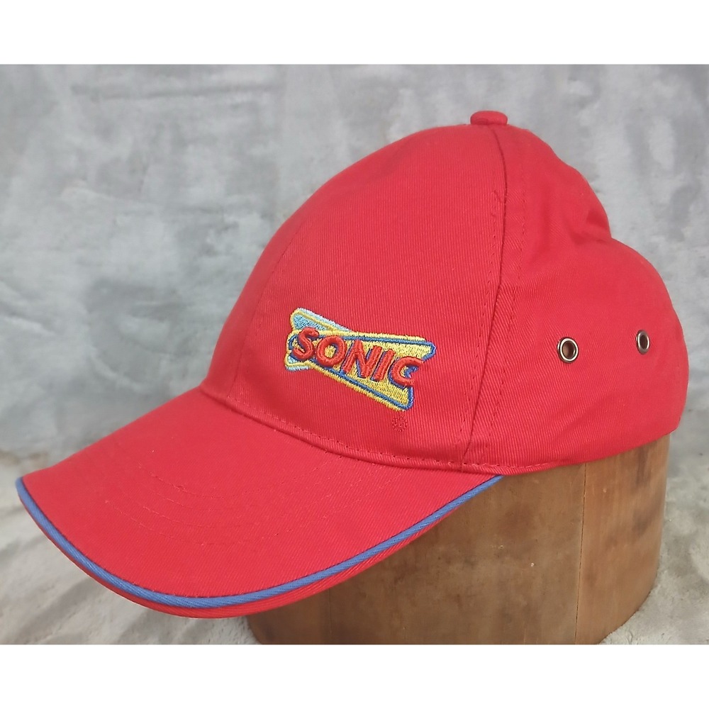 Sonic Drive-In Red Embroidered Logo Employee Uniform Baseball Hat Cap S7651635